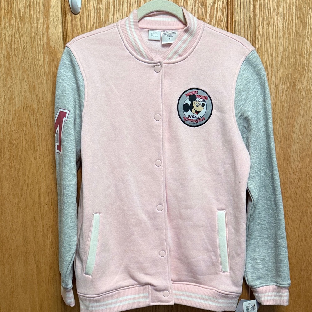 Disney snap front varsity style sweatshirt